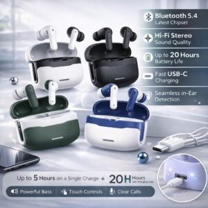 wireless earbuds with charging case — enjoy clear sound, deep bass, and a comfortable fit in a sleek, portable design, perfect for everyday use.